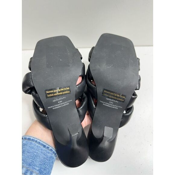 Abound Sandals Womens Size 8.5 Black Square Open Toe Woven Stiletto Heels - Picture 7 of 7